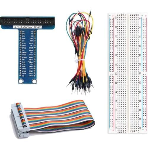 Raspberry Pi GPIO Expansion Board + 830 Points Solderless Breadboard + 40Pin GPIO Ribbon Cable + 65pcs Jumper Wire For Pi 4B 3B