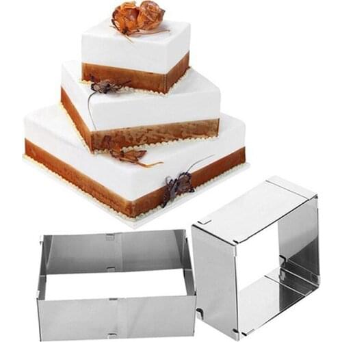 Adjustable Mousse Ring 3D Square Cake Mold Stainless Steel Baking Mould Kitchen Dessert Accessories Cake Decorating Kitchen Tool