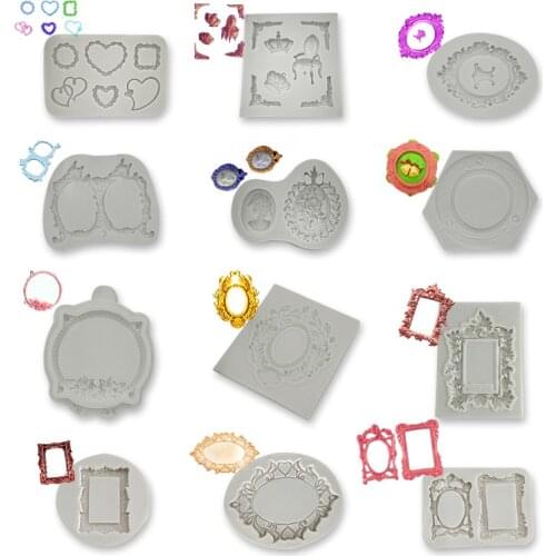 European Embossed Bow Photo Frame Silicone Molds Cake Fondant Decoration Diy Aroma Gypsum Molds For Plaster K730