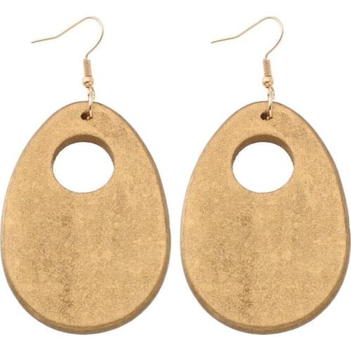 YULUCH Indian Africa Wood Chip Hollow Hanging Earings Boho Chandelier Ethnic Water Drop Earrings For Women Jewelries