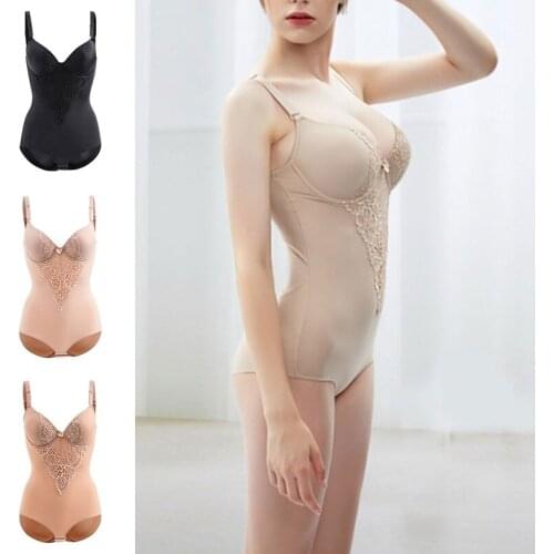 Womens Seamless Full Body Shaper Firm Tummy Control Shapewear Slimming Bodysuit Lace Thin Ventilate Wire Free Corset Gallus