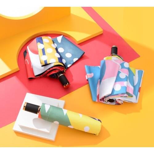 Graffiti Umbrella Sunshade Sun Protection UV Folding Umbrella Female Sunny Rain Umbrella Black Glue Manua