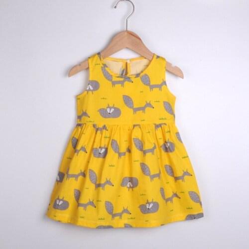 ZWF1016 New Summer Girls Sleeveless Dress Kids Dresses Clothes Girl Collar Princess Dress 2-10 Years Children Clothing