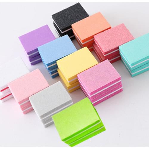 10/15pcs lot Double-sided Mini Nail File Blocks Colorful Sponge Nail Polish Sanding Buffer Strips Polishing Manicure Tools