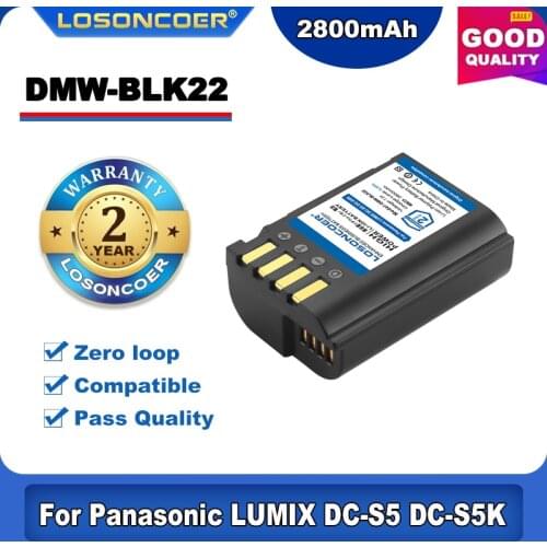 100% Original LOSONCOER 2800mAh DMW-BLK22 DMWBLK22 BLK22 Battery For Panasonic LUMIX DC-S5 DC-S5K GH5 DC-S5KGK