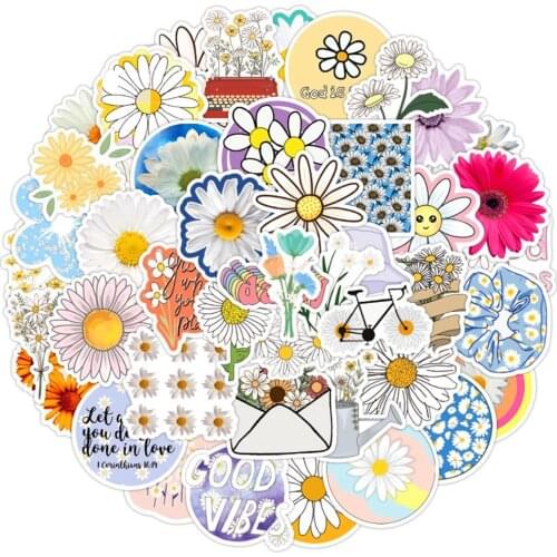 50Pcs/Set Wholesale Daisy VSCO Stickers Waterproof Sticker For Skateboard Laptop Luggage Bicycle Decal Kids Gifts