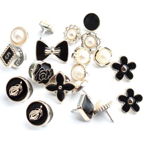 6Pcs/Lot Imitation Pearl Round Brooch Pins Button Women Trendy Sweater Collar Scarf Metal Badge Cufflinks Jewelry Accessories