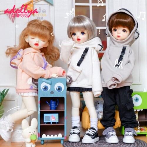 Adollya BJD Doll Accessories Clothes Earphone Sweater Hooded Top Hoodie Clothes for Doll Real Pocket Suitable for 1/6 Dolls