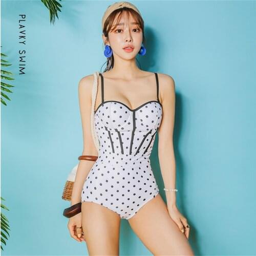 White Black Polka Dot Print One Piece Swimsuit Women Sexy Push Up Swimwear Swim Beach Wear Bath Suit 2021 Monokini Bodysuit