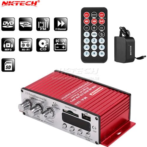 NKTECH MA-120 Car Digital Audio Player Power Amplifier MINI 2x20W HiFi Stereo BASS SD USB CD DVD MP3 FM Home Audio Pre-amplifier