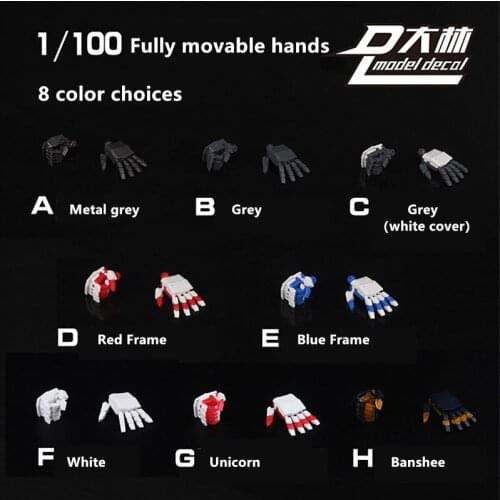 D.L general fully movable hands for Bandai 1/100 MG RX-78-2 Sazabi Strike Red Blue Frame Unicorn Banshee Gundam DD069