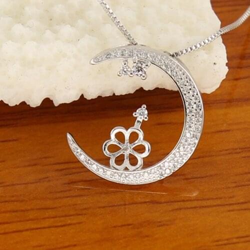 DIY Mount Moon Shape Pendant Base Mountings Settings Findings Jewelry Settings Parts for Pearls Beads Stones Crystal Agate Coral