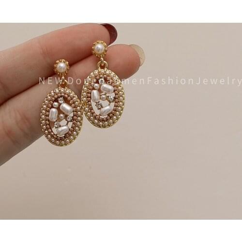 French Retro High-End Pearl Earrings Fashion Temperament Net Red Earrings New Trendy Geometric Earrings Women