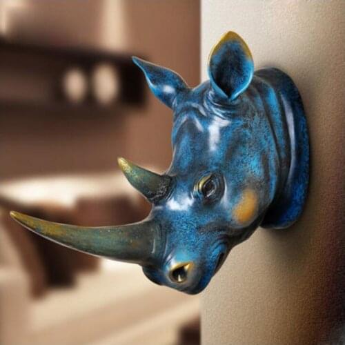 ART DECORATION RESIN 3D ANIMAL HEAD WALL HANGING CREATIVE STATUE FOR HOME CAFE RESTAURANT ADORNMENT CRAFTS GIFT ORNAMENT