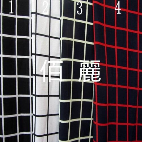 Habijabi Plaid Chiffon Cloth Black And White Deep Blue Bottom Square Plaid Clothing Fabric Wholesale Handmade Fabric/1m
