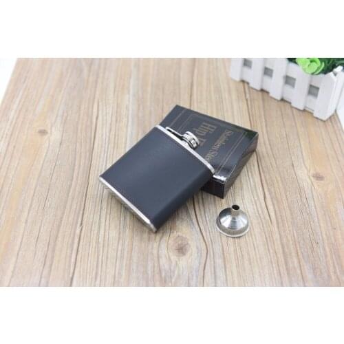Leather Whiskey Flagon Leak Proof 6oz Stainless Steel Hip Flasks Outdoor Portable Wine Pot with Funnel W9223