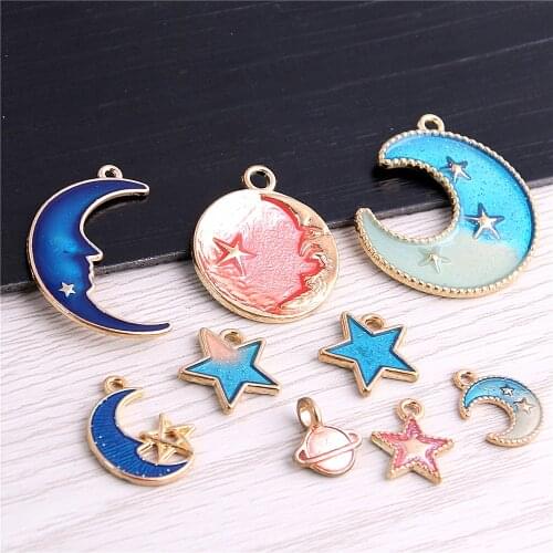 SWEET BELL Metal Mixed Moon Star Charm Accessories Handmade Classic DIY Fashion Enamels Charms for Jewelry Making