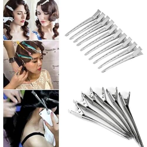 MOLF 12 Pcs Stainless Steel Duckbill Mouth Clips Professional Hairdressing Beak Hair Sectioning Crocodile Hairpins Salon Dying