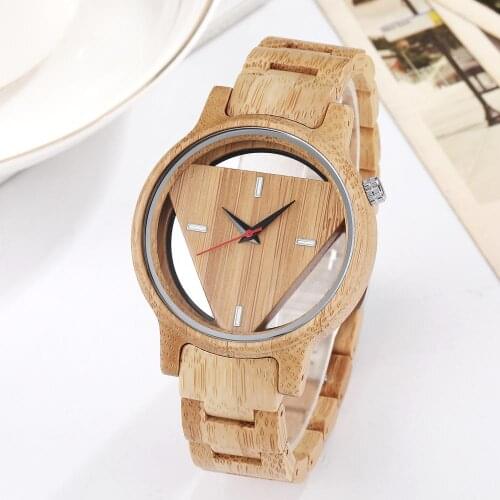 Mens Wooden Watches Inverted Triangle Wood Watch for Mens Minimalist Quartz Watch Birthday Gifts