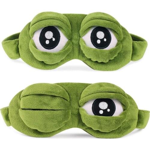 Soft Plush Sleeping Mask Funny 3D Sad Frog Eye Sleep Mask Padded Eyeshade Cover Travel Rest Eye Mask Gifts Kid Adult Eye Patch