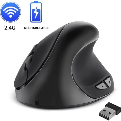 Ergonomic Vertical Wireless Mouse 1600 DPI Optical Mice 2.4G Wireless Gaming Mice Rechargeable Office Mouse For PC Laptop