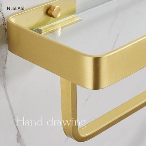 Punch-free Wall Mounted Nordic Luxury Gold Bathroom Accessories Shelf Bath Shower Shelf Aluminum Corner Shelf Storage Holder
