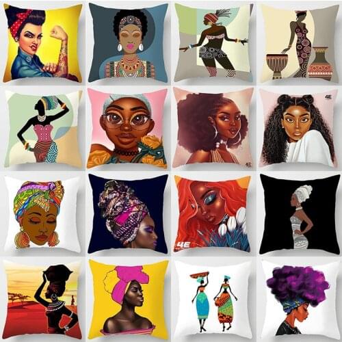 Retro Cushion Cover Charming Women Pin Up Parrot Cute Dog 45*45cm Red Dot Background Plant Bedroom Living Room Home Pillowcase