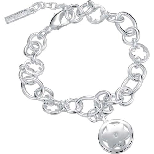 New Silver color Star Pendant Bracelet Fashion Jewelry wedding gift for woman Top quality AB106