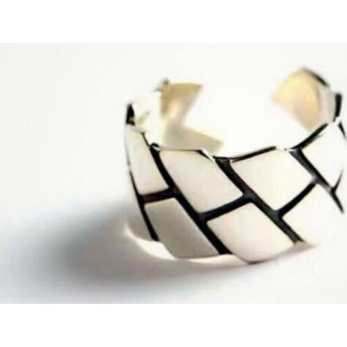 New Retro 925 Sterling Silver Jewelry Not Allergic Tower Smooth Geometric Lattic Beautiful Exquisite Opening Rings SR506