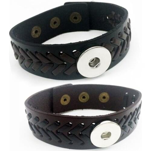 NEW leather snap button bracelet for snap jewelry NY8776 (fit 18mm 20mm snaps) BOBOSGIRL