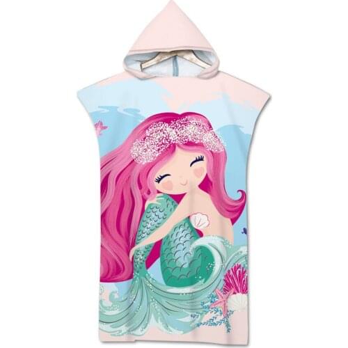 Mermaid Beach Towel Cape Hooded Bath Towel for Adults Robe Poncho for Swimming Surf Girls Gift Quick-Dry Bathrobe Beachwear