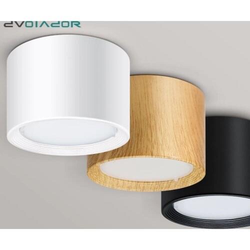 Dimmable Downlight Surface Mounted Led Downlight Wood Color Spot Led 5W 12W Indoor Ceiling Lamp For Living Room Bedroom Corridor