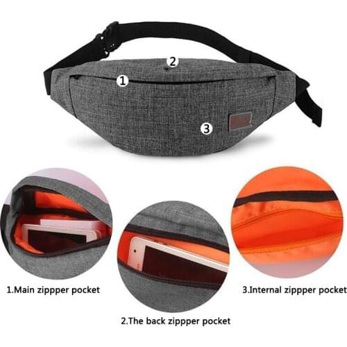 Male Men Waist Bag Pack Casual Functional Money Phone Belt Bag Bag for Belt Canvas Hip Bag Fanny Pouch Banana Bags