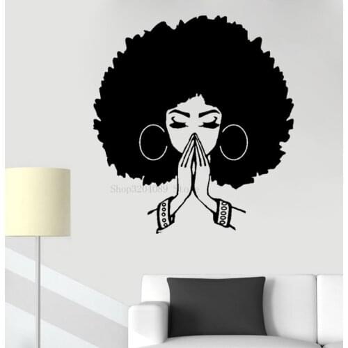 Hands Folded Praying Girl Wall Sticker Vinyl Creative Beauty Girl Living Room Girl Bedroom Home Decal Art Removable Mural DD01
