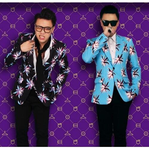 S-4xl! 2020 Men Fashion Slim Right Top Petals Colorful Petals Black Blazer Suit Costumes Clothing Formal Dress