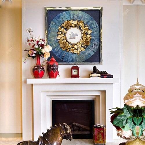 Blue Exotic Pattern Paste Stickers Embroidered 5D Full Diamond Home Decor Gift Diamond Painting Cross Stitch Home Decor Gift