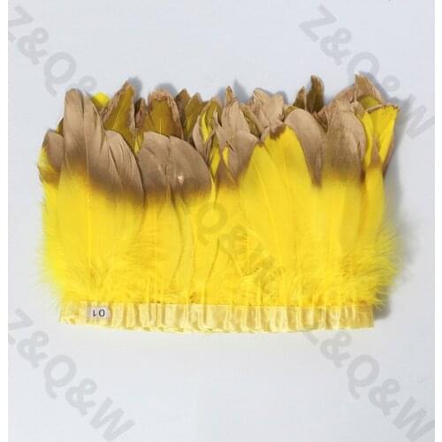 Natural yellow goose feather spray gold head made of 2 meters cloth edge DIY costume dress skirt side net red wall decoration