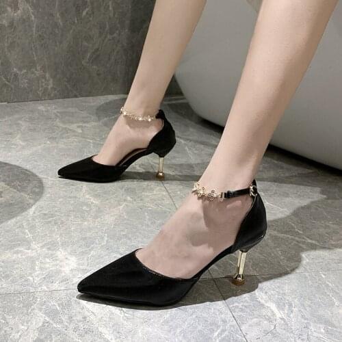 2021 New Spring and Summer Temperament Hollow Point Single Shoes with Soft Leather Heel Not Grinding Feet