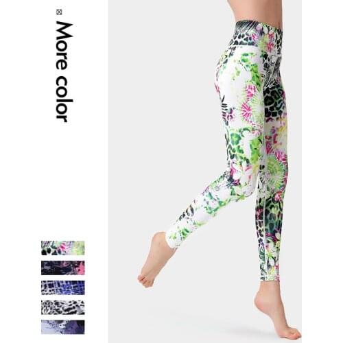 Women High Waist Yoga Pants Printed Sport Leggings Stretchy Running Pants Sport Trousers Workout Gym Tight Women Slim Sportswear