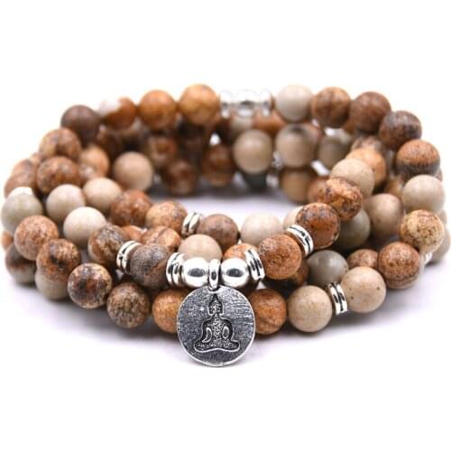 Natural Stone Bead Women Couple Charms Bracelet Trendy 108 Mala Buddha Bracelets Yogi 8MM Beads Men Jewelry Gift 18 styles