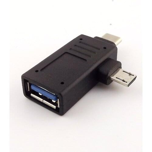 1Pcs 2 In 1 Micro USB /USB 3.1 Type C Male To USB 3.0 Female Converter OTG Adapter