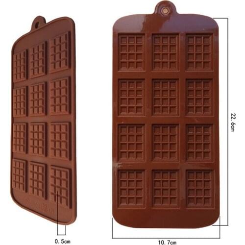 1PCS Silicone Mold 12 Cells Chocolate Mold Fondant Patisserie Candy Bar Mould Cake Mode Decoration Kitchen Baking Accessories