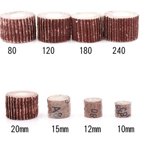 10/12/15/20mm Movable Handle Louver Grinding Head Rotary Tool Dremel Accessories 80 Grit 23PCS Set