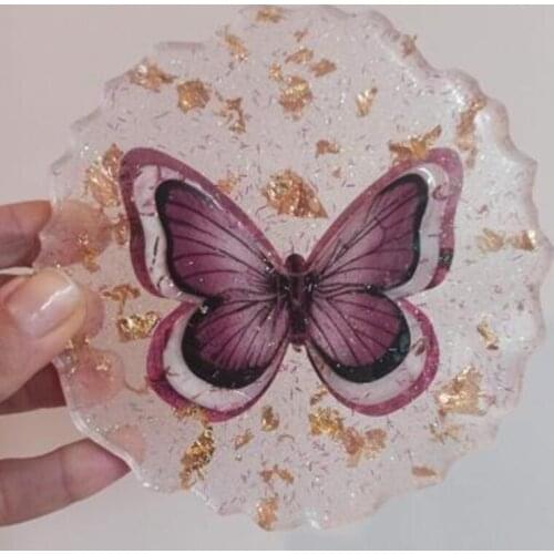 10Pcs Glossy Coaster Epoxy Resin Mold Agate Slice Cup Mat Casting Silicone Mould