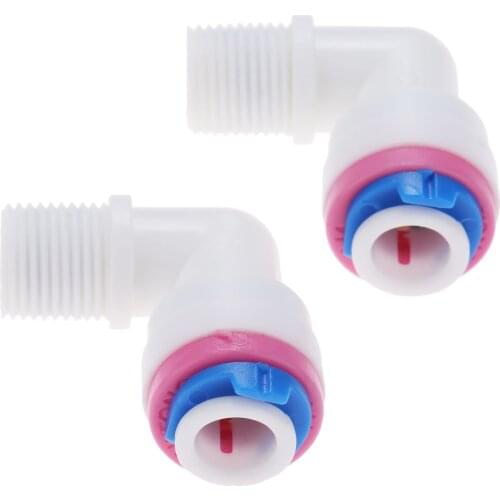 2Pcs RO Water Elbow Check Valve Quick Coupling Fitting 1/4" OD Hose 1/8" Male Reverse Osmosis System Plastic Pipe Connector