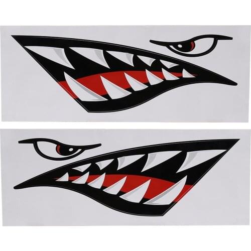 2pcs Waterproof DIY Funny Shark Teeth Mouth Sticker Decal Car Kayak Rowing Boat Truck Decoration Accessories