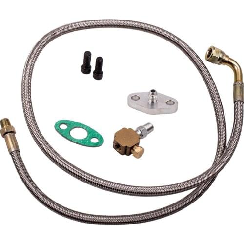 41" Stainless Steel T3/T4 Turbocharger Oil Feed Line W/ 1/8" NPT Adapter