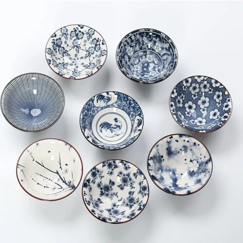 6Pcs/set Blue And White Porcelain Kung Fu Tea Cup Set Chinese Ceramic Drinkware Retro Tea Cup Gaiwan Creative Gifts Random