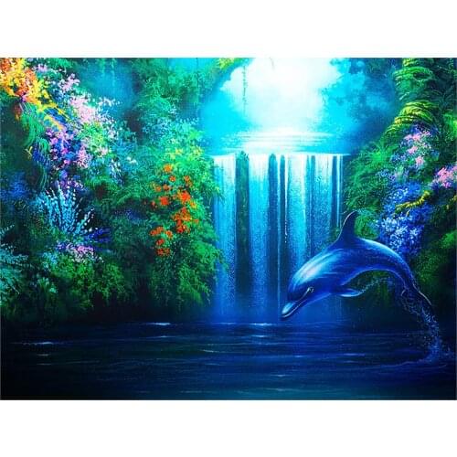 14/16/18/28 CROSS STITCH Full Round Drill 5D DIY Diamond Painting "L5083 Scenic Dolphin" 3D Embroidery Cross Stitch Home Decor
