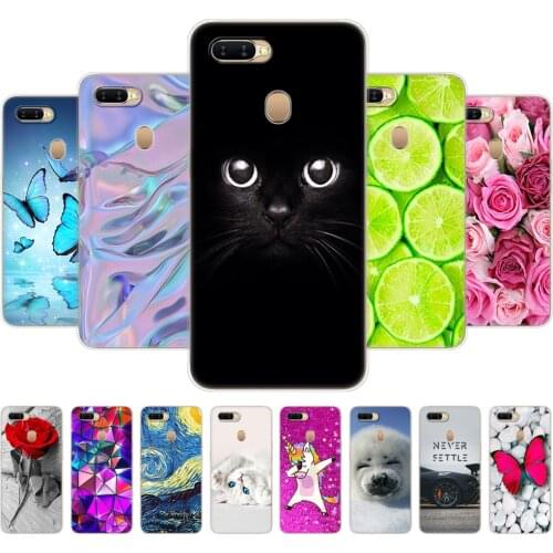 For OPPO A5S Cases 6.2" Soft Silicon TPU Back Phone Cover For Oppo A 5S OppoA5s CPH1909 Bumper Bag Fundas Coque Shell Cat Flower